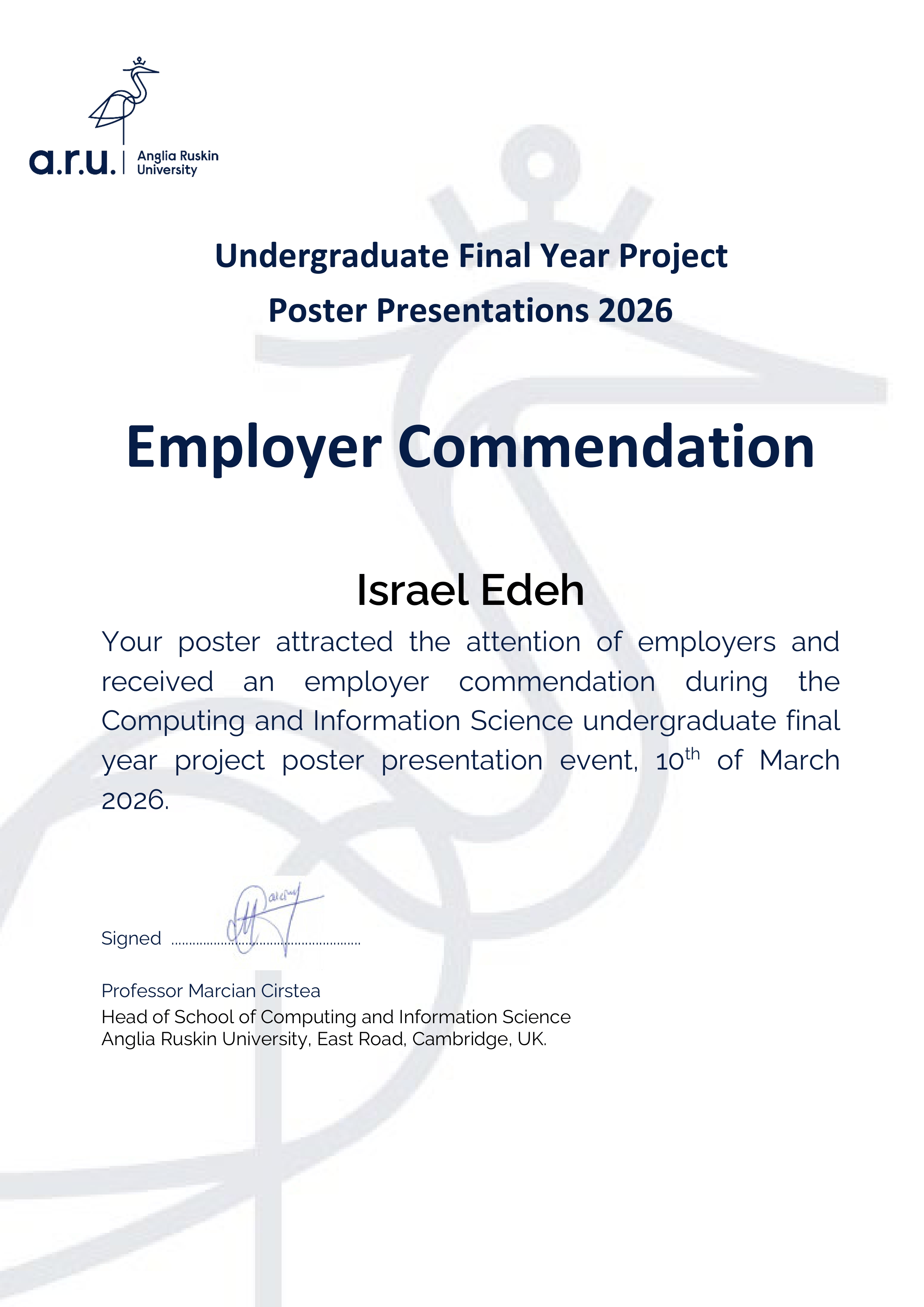 Employer Commendation